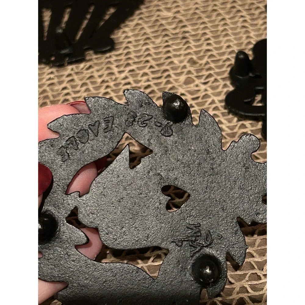 Lot of 4 Cast Iron Mini Trivets Lyre‎ Grape Family Tree Eagle Vintage